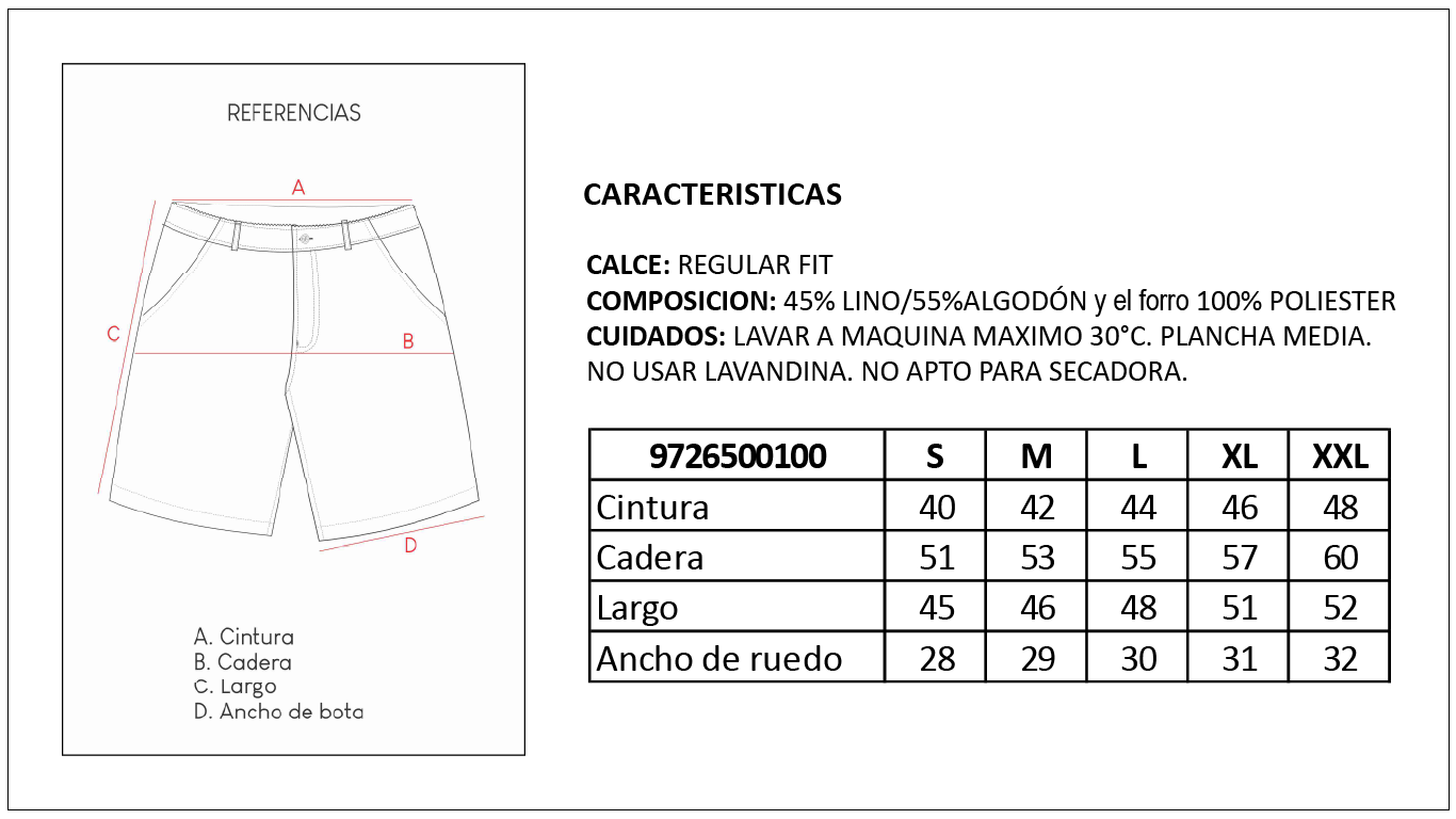 Tabla de Talles Bermuda Britches